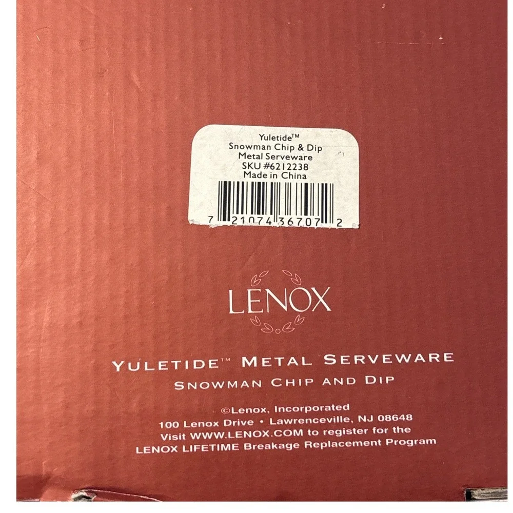 Lenox Yuletide Metal Serveware‎ Snowman Chip and Dip Tray Silver 6212238 Holiday